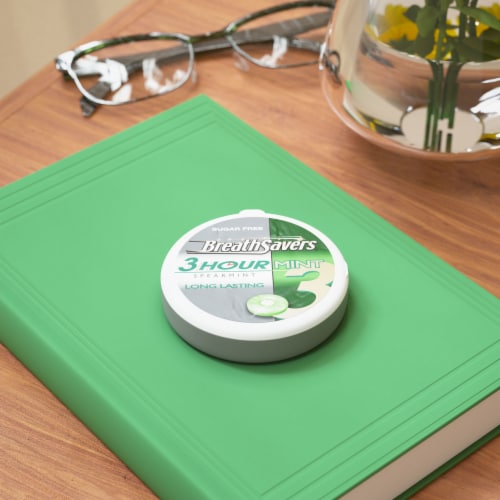 BREATH SAVERS Spearmint Sugar Free Breath Mints Tin Perspective: top