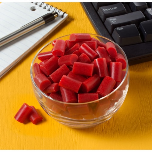 TWIZZLERS NIBS Cherry Flavored Licorice Style Chewy Candy Bag Perspective: top