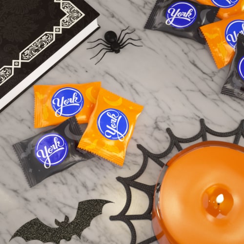 YORK Dark Chocolate Snack Size Peppermint Patties Halloween Candy Bag Perspective: top