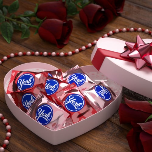 YORK Dark Chocolate Peppermint Patties Hearts Valentine Candy Bag Perspective: top