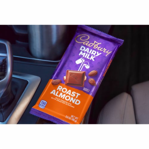 CADBURY DAIRY MILK Roast Almond Milk Chocolate with Roasted Almonds Candy Bar Perspective: top