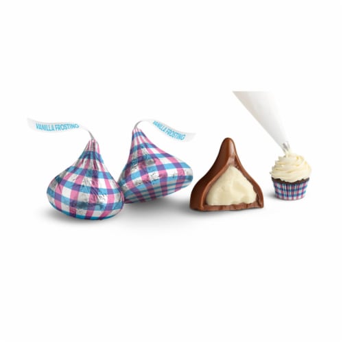 HERSHEY'S KISSES Milk Chocolate and Vanilla Frosting Flavored Creme Treats Easter Candy Bag Perspective: top