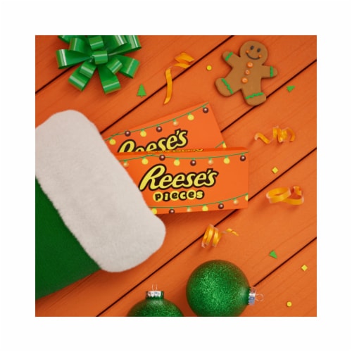 REESE'S PIECES Peanut Butter in a Crunchy Shell Candy Christmas Box Perspective: top