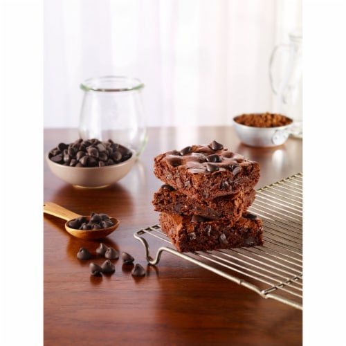 YORK Dark Chocolate and Peppermint Flavored Baking Chips Bag Perspective: top