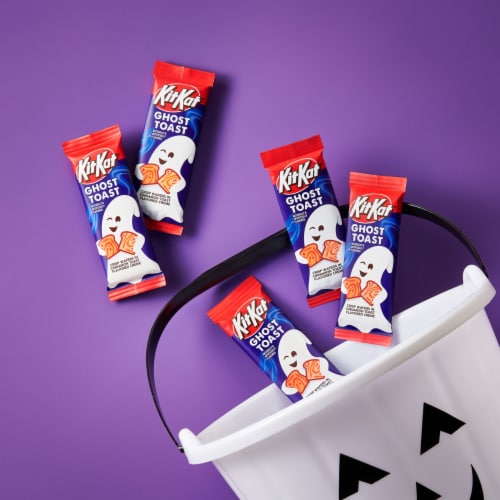 KIT KAT® Ghost Toast Cinnamon Toast Flavored Creme Wafer Snack Size Halloween Candy Bag Perspective: top