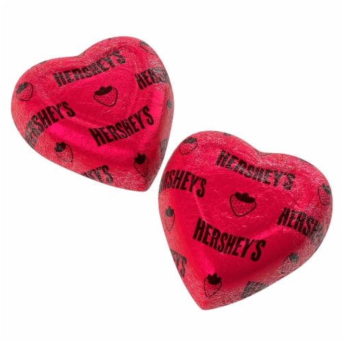 Hershey's Valentine's Extra Creamy Strawberry Creme Filled Milk Chocolate Hearts Perspective: top