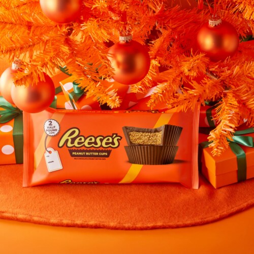 REESE'S Milk Chocolate Half-Pound Peanut Butter Cups Christmas Candy Pack Perspective: top