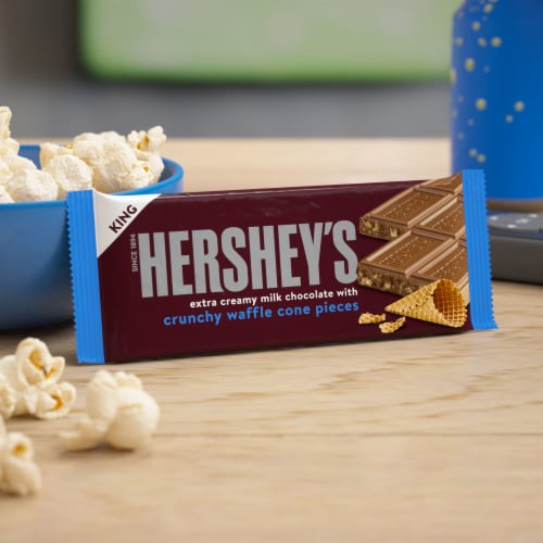 HERSHEY'S Milk Chocolate with Waffle Cone Pieces King Size Candy Bar Perspective: top