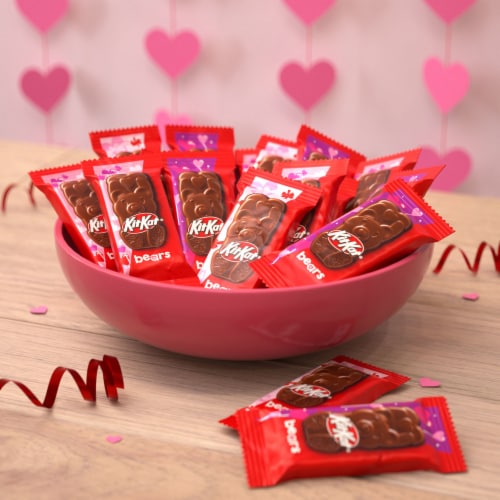 KIT KAT® Milk Chocolate Wafer Snack Size Bears Valentine Candy Bag Perspective: top