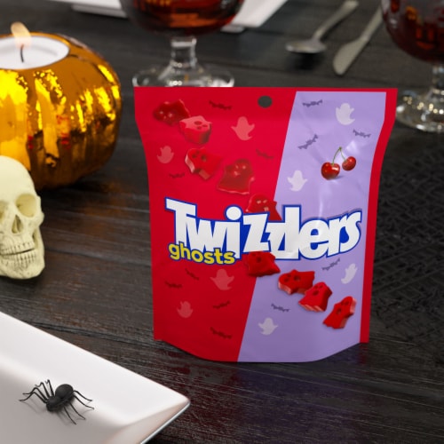 TWIZZLERS Ghosts Cherry Flavored Chewy Halloween Candy Bag Perspective: top