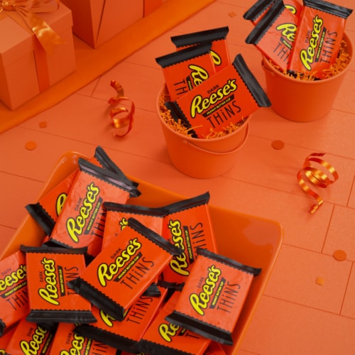Reese's Dark Chocolate Peanut Butter Cups Thins Share Pack Candy Perspective: top