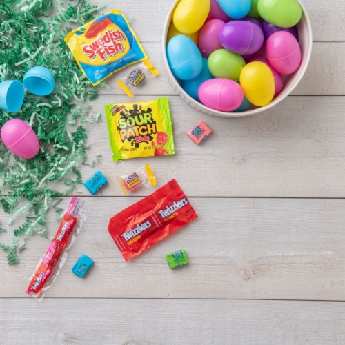 Hershey and Mondelez Egg Hunt Sweet and Sour Assortment Easter Candy Perspective: top