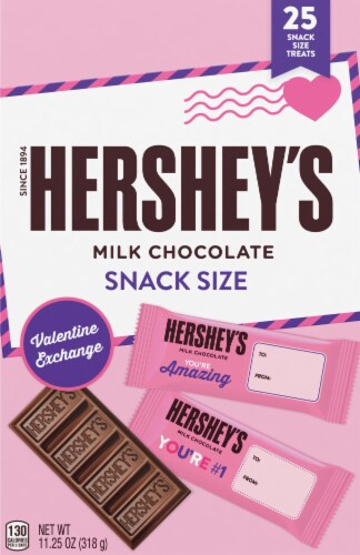 Hershey's Valentine Exchange Snack Size Milk Chocolate Candy Bars Perspective: top