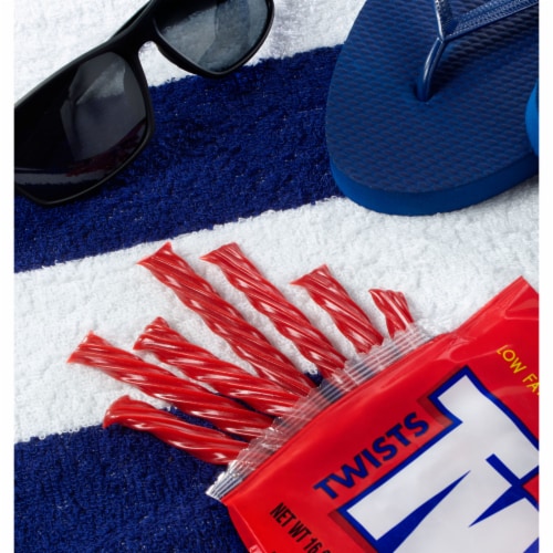 TWIZZLERS Twists Strawberry Flavored King Size Licorice Style Chewy Candy Bag Perspective: top