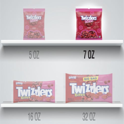TWIZZLERS Bites Cherry Flavored Licorice Style Chewy Candy Bag Perspective: top