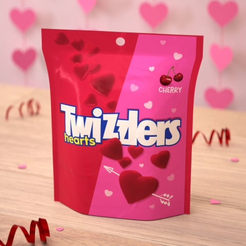 TWIZZLERS Cherry Flavored Hearts Valentine Candy Bag Perspective: top