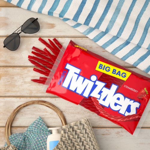 TWIZZLERS Twists Strawberry Flavored Licorice Style Halloween Candy Big Bag Perspective: top