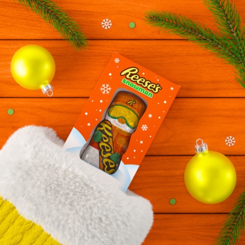 REESE'S Milk Chocolate Peanut Butter Snowman Christmas Candy Box Perspective: top