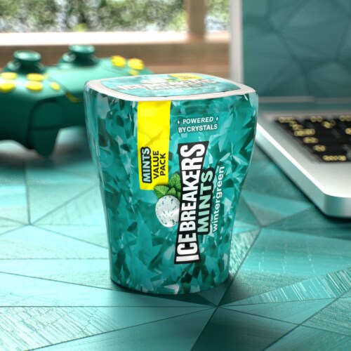 ICE BREAKERS Wintergreen Sugar Free Mints Bottle Perspective: top