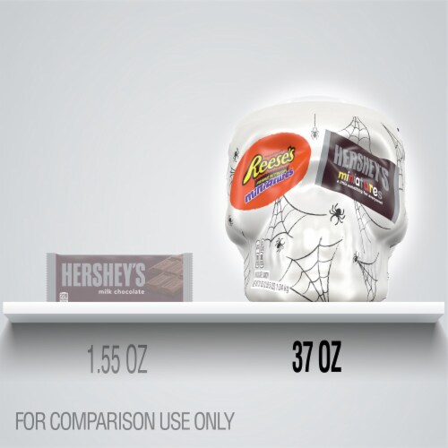 Hershey Miniatures Halloween Candy Assortment in Skull Candy Bowl Perspective: top