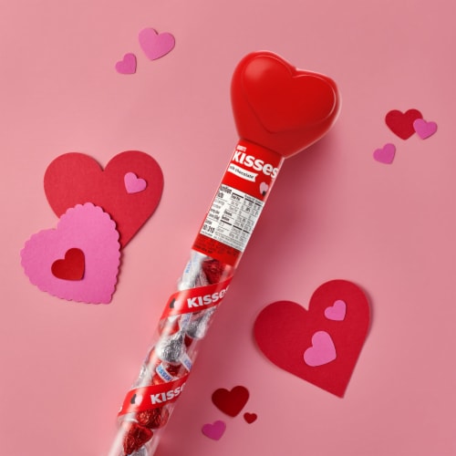 HERSHEY'S KISSES Milk Chocolate Valentine Candy Plastic Cane Perspective: top