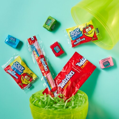 TWIZZLERS and JOLLY RANCHER Fruit Flavored Assortment Treats Easter Candy Variety Bag Perspective: top
