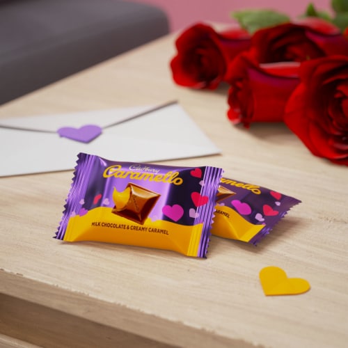 CADBURY CARAMELLO Miniatures Milk Chocolate Caramel Valentine Candy Bag Perspective: top