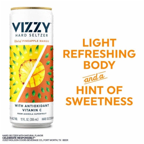 Vizzy Pineapple Mango Gluten Free Hard Seltzer Perspective: top