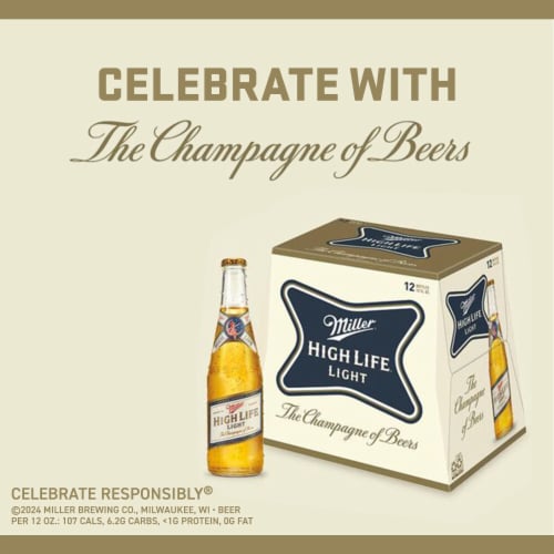 Miller High Life Light Pale Lager Beer Perspective: top