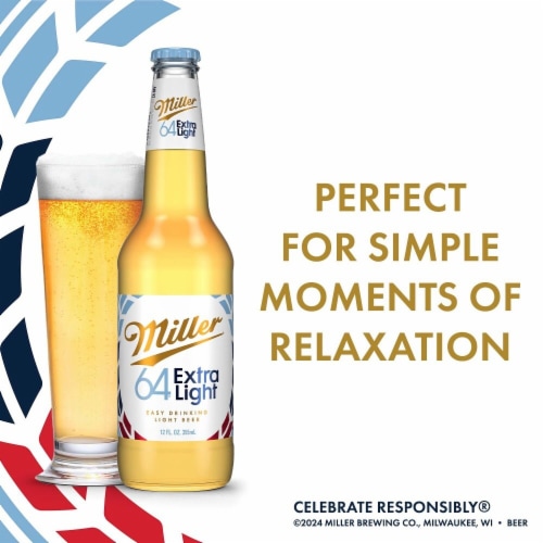Miller 64 Extra Light Lager Beer Perspective: top