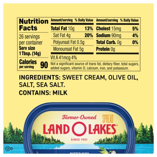 Land O Lakes® Butter with Olive Oil and Sea Salt Tub Perspective: top