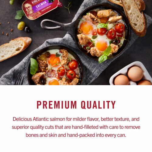 King Oscar Skinless & Boneless Premium Salmon in Olive Oil with Lemon Perspective: top