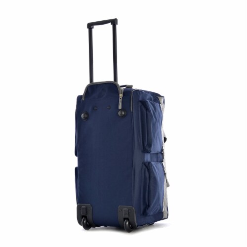 Olympia 22 8-Pocket U Shape Rolling Duffel Bag with Retractable Handle, Navy Perspective: top