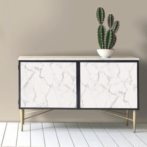 RoomMates Decor Carrara Marble Peel & Stick Wallpaper - Blue & Grey Perspective: top