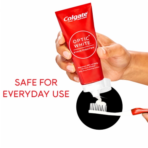 Colgate Optic White Stain Fighter Teeth Whitening Toothpaste Clean Mint Paste Perspective: top