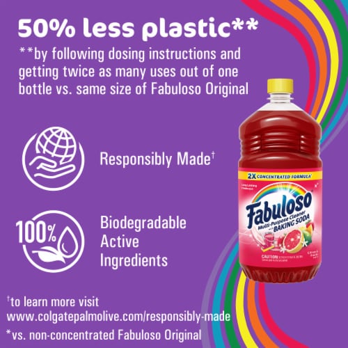 Fabuloso Multi Purpose Cleaner 2X Concentrated Formula Citrus and Fruits with Baking Soda Perspective: top