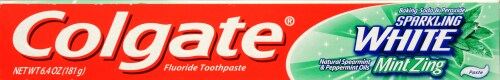 Colgate Sparkling White Mint Zing Toothpaste Perspective: top