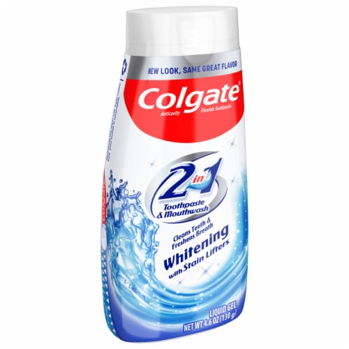 Colgate 2 in 1 Toothpaste and Whitening Mouthwash with Mint Flavor Perspective: top