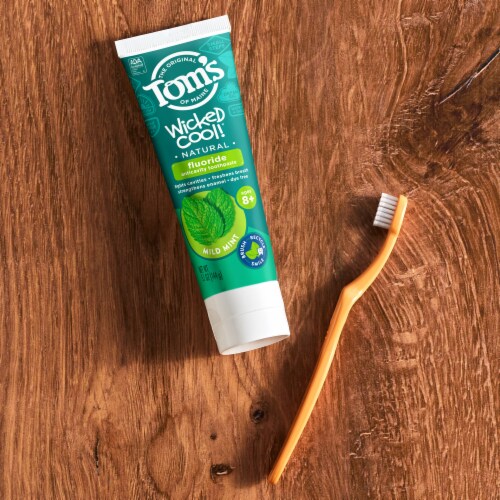 Tom's of Maine Wicked Cool! Fluoride Natural Toothpaste for Kids Mild Mint Perspective: top