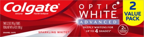 Colgate Optic White Advanced Sparkling White Teeth Whitening Toothpaste Perspective: top