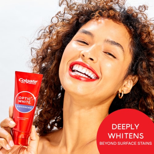 Colgate Optic White Advanced Teeth Whitening Toothpaste Sparkling White Perspective: top