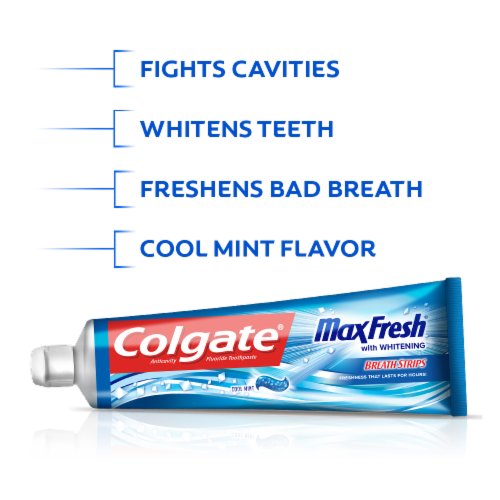 Colgate Max Fresh Cool Mint Anticavity Fluoride Toothpaste Perspective: top