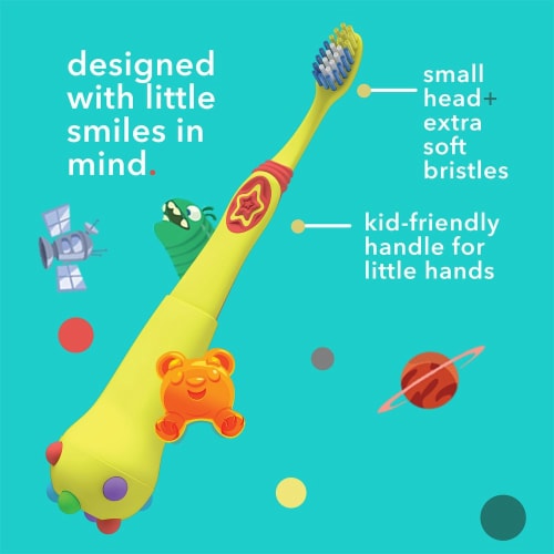 hum kids by Colgate® Smart Connected Manual Yellow Toothbrush Set with Connector and Phone Stand Perspective: top