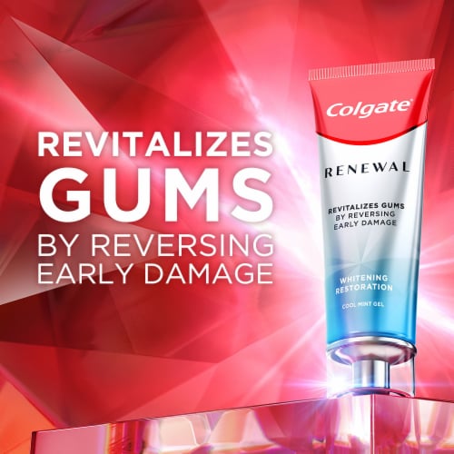 Colgate® Renewal Cool Mint Gel Whitening Restoration Toothpaste Perspective: top
