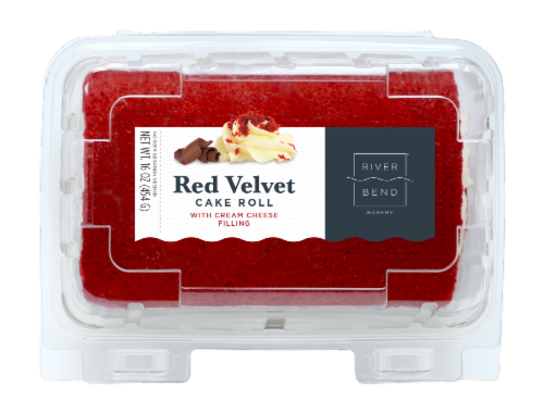 River Bend Bakery Red Velvet Cake Roll with Cream Cheese Filling Perspective: top