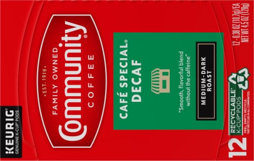 Community Coffee® Decaf Cafe Special Medium-Dark Roast K-Cup Coffee Pods Perspective: top