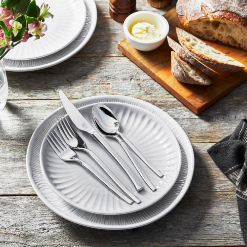 ZWILLING Opus 20-Piece 18/10 Stainless Steel Flatware Set, Silver Perspective: top