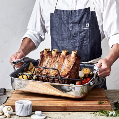 ZWILLING Polished Stainless Steel Ceramic Nonstick Roasting Pan Perspective: top