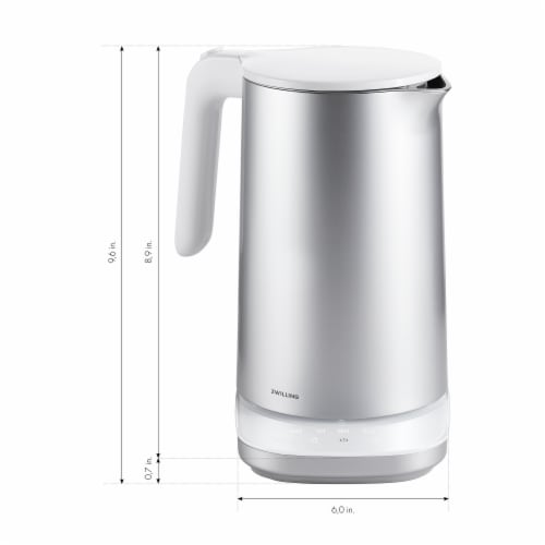 ZWILLING Enfinigy 1.56-qt Cool Touch Stainless Steel Electric Kettle Pro, Tea Kettle, Silver Perspective: top