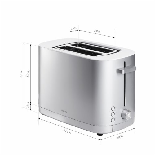 ZWILLING Enfinigy, 2-Slice Toaster, Extra Wide 1.5 Slots for Bagels and Toast, Silver Perspective: top